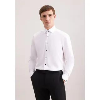 Smokinghemd SEIDENSTICKER, Herren, Gr. XL (43), normale Ärmellängen, weiß, 100% Baumwolle, unifarben, regular fit, Doppelmanschette, Hemden Smokinghemd, Regular 1/1 Kentkragen Uni
