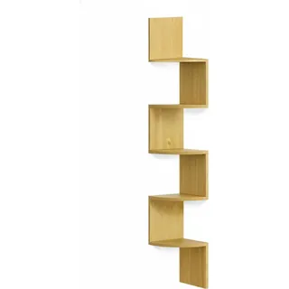 relaxdays Eckregal Wand 5 Etagen - Hellbraun