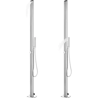 vidaXL Gartendusche mit Grauer Bodenplatte 225 cm Edelstahl - Grau