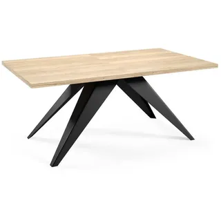 Feldmann-Wohnen Esstisch Vento Halifax Eiche Natur / Schwarz 160/260 / 90 / 76cm , Alteiche , Metall , Rechteckig,Rechteckig , Stativgestell , 90x76x160 cm , Esszimmer, Esstische