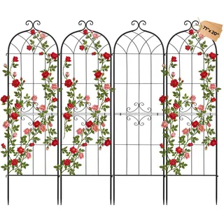 VEVOR Rankgitter, 180x52,5 cm 4er-Pack, Metall Rankhilfe mit Pulverbeschichteter Oberfläche & Verriegelungsmechanismus, Kletterhilfe, Garten Spalier, Pflanzengitter für Blumen, Gemüse & Rosen