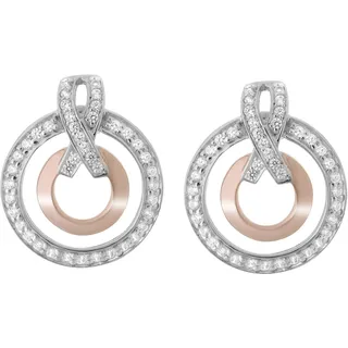 Orphelia Damen-Ohrstecker 925 Silber teilvergoldet Zirkonia weiß Rundschliff - ZO-7095/1
