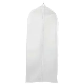 Compactor - Lange Kleiderschutzhülle Größe L zum Aufhängen - Schutz für Anzug, Mantel, langes Kleid - Atmungsaktiver weißer Stoff mit Reißverschluss - Für Kleiderschrank und Garderobe