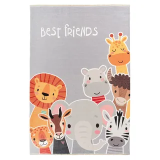 Kinderteppich KAYOOM "Joanna 616", multi, B:115cm H:6mm L:170cm, Baumwolle, Teppiche, Kinderteppich, Kurzflor, Modernes Muster, Deko, Wolle, Zebra, Löwe