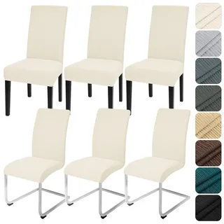 Alishomtll Stuhlhussen 6er Set Stretch Stuhlbezug für Schwingstühle Universal Esszimmerstühle Bezug Waschbar Abnehmbar Stühle Schutz für Küche Bankett Hochzeit Hotel Restaurant (Beige, 6pcs)