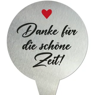 younikat Edelstahl Grabschmuck 16 cm rund Danke - you0076