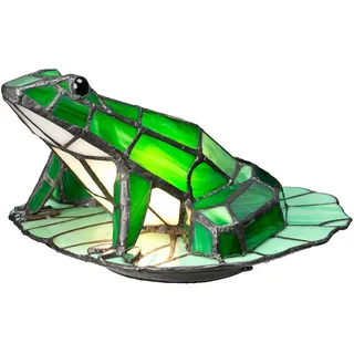 Tischleuchte Glas Tiffany Stil Frosch Grün inkl. G9 LED Tischlampe Dekoleuchte