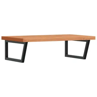 vidaXL Waschbeckenregal Wandmontage Stahl und Massivholz Buche - Braun