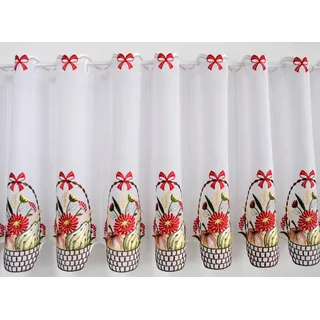 Stickereien Plauen Scheibengardine »Obstkorb« Stangendurchzug 1 Stk. tlg. mit echter Plauener Spitze Stickerei, bunt