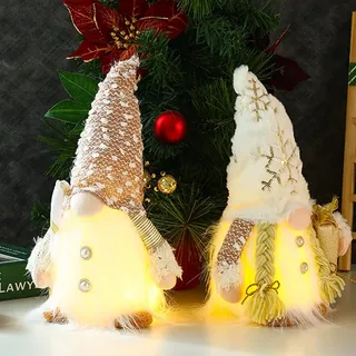Bseical 2 Stück LED Weihnachtsdeko Innen Wichtel Figuren, Weihnachtswichtel Weihnachten Deko, Weihnachtsdeko Amerikanisch Weihnachten Dekoration, Weinachtsdekorationen Tischdeko Weihnachten Winterdeko