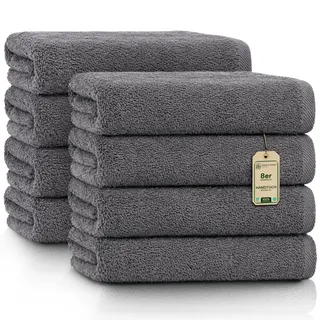 NatureMark Handtücher - Set mit 8 Stück – 100% Baumwolle, Weich & Saugfähig, Premium Qualität für Badezimmer, Spa und Fitness, 50 × 100 cm, Anthrazit Grau