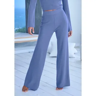 Strickhose COPENHAGEN STUDIOS, Damen, Gr. 44/46, N-Gr, blau, Rippstrick, Obermaterial: 50% Viskose, 28% Polyester, 22% Nylon, unifarben, bequem lang, Hosen Strickhose, aus hochwertigem Rippstrick, Loungewear, Topseller