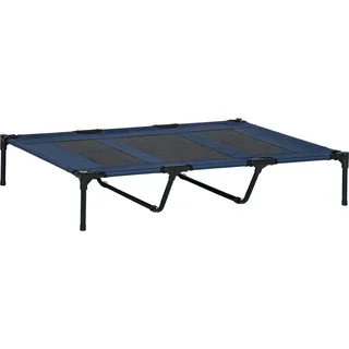 PawHut Hundebett Outdoor Hundeliege outdoor Katzenbett Haustierbett Schlafplatz Metall Oxford-Gewebe Dunkelblau 122 x 92 x 23 cm - Dunkelblau, Schwarz