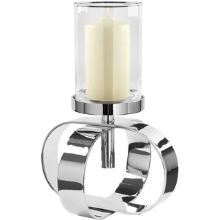 Fink GORDEN Stumpenkerzenhalter Aluminium, vernickelt silberfarben Größe: Höhe: 19cm, Durchmesser: 26cm, 158024, 19 x 26 cm