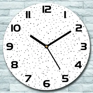 Wanduhr aus Glas Rund fi 30 Chaotische Punkte Quarz Deko Schlafzimmer Büro