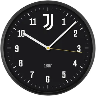 Seven Juventus Quarz-Wanduhr mit Uhrwerk, Geschenkidee für Kinder und Erwachsene, schwarz, Fußball