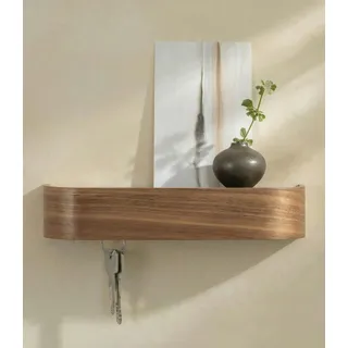 Kazai. Schlüsselbrett 'Toke' | Minimalistisches Schlüsselhaken-Design aus Berlin | Moderner Schlüsselhalter mit Ablage aus Holz | Schlüsselregal als Flur Möbel für die Wand | Walnuss