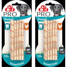 8in1 Pro Dental Twisted Sticks - gesunde Kaustangen für Hunde zur Zahnpflege, 10 Stück (Packung mit 2)