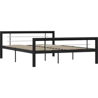 vidaXL Bettgestell Schwarz und Weiß Metall 120x200 cm - Schwarz, Weiß
