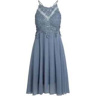 APART Fashion Cocktailkleid aus Chiffon, Mesh und Spitze, Jeansblau, L