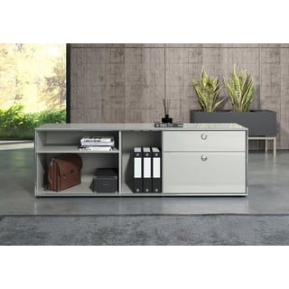 PLACES OF STYLE Schrank-Set »Imperia«, (Set, 2 St., Infinity), elegante Hochglanzoptik, grau