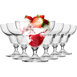Krosno - Dessertgläser Glas Eisbecher 6er Set, 340 ml, Avant-Garde Kollektion - Dessertschale Groß Dessertschalen Eisschalen Glas mit Fuß - Spülmaschinenfest | Bleifreies Kristallglas