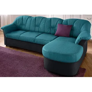 DOMO collection Eckcouch Kunstleder 3-Sitzer Schwarz/Petrol