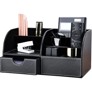 KINGFOM Büro Schreibtisch Organizer PU Leder Schwarz