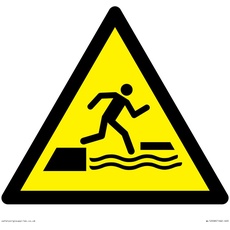 W068 Warnung: Falling into water when stepping on or off a floating surface Sign – 200 x 200 mm – S.