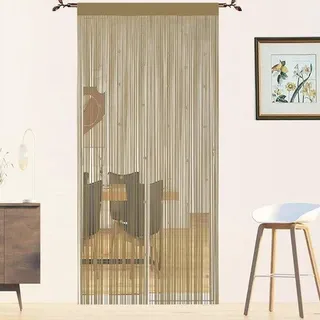 Unyqoos® Perlenvorhang – dekorativer Fliegenschutz & Raumteiler, Ecru, 90 x 245 cm, 1 Stück (2 Paneele), seidige Optik, einfach zuschneidbar