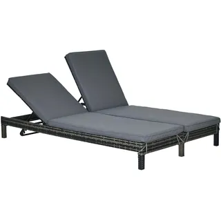 Outsunny Doppelliege 195 x 120 x 28 cm Grau