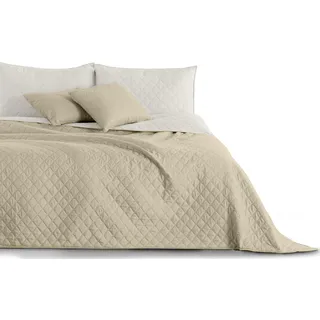 DecoKing 32985 Tagesdecke 170 x 210 cm weiß beige Bettüberwurf zweiseitig Steppung pflegeleicht White Cappuccino Axel