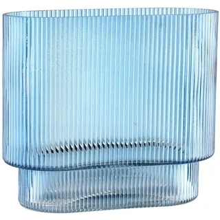 KAYLETIN Geriffelte Vase für Blumen, blaue Glasvasen für Tulpen, moderne Blumenvase, geriffelte Glasvasen für Geburtstag, Hochzeit, Einweihung, Jahrestag, Verlobung, 18 cm