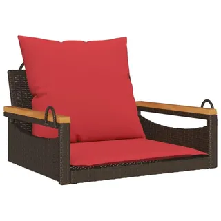 vidaXL Hängesessel mit Kissen Braun 63x62x40 cm Poly Rattan - Schwarz