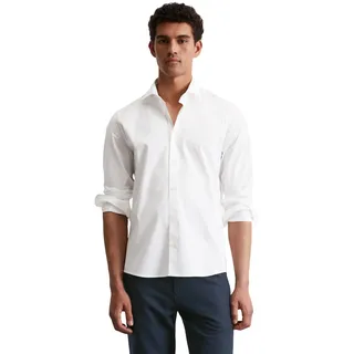 Langarmhemd MARC O'POLO, Herren, Gr. XXL, N-Gr, weiß, Web, Obermaterial: 96% Baumwolle, 4% Elasthan, Manschette, Hemden Langarmhemd, körpernahe Form