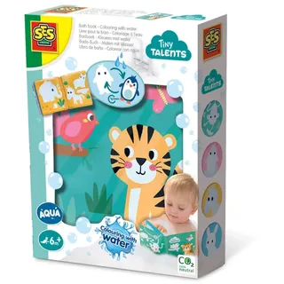 SES Creative Wassermalbuch Baby | Tiere | Badewannenspielzeug | Wiederverwendbar | Made in Holland | für Kinder ab 6 Monaten | Diverse Farben | 1 Badezimmerbuch mit 8 Seiten | 13056