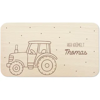 Frühstücksbrettchen Traktor Trecker Holz personalisiert Holzbrett für Jungen Geschenk Baby Holzbrettchen Brettchen Frühstücksbrett mit Gravur