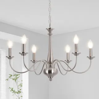 LXWNYY Kronleuchter Modern Deckenlampe Esszimmer Silber 6 Flammig
