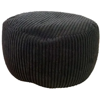 Relaxdays Pouf, Cord, HxD: 35 x 50 cm, Polystyrol-Füllung, rundes Bodensitzkissen, Wohnzimmer Hocker, Sitzpouf, schwarz