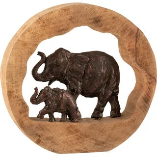 J-Line J-Line Figur Elefant + Kind Mangobaum - Holz - Bronze - Large
