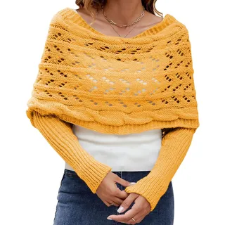 BNREOZA Damenschal mit Ärmeln, Garnschal, Strickschal Pullover mit Ärmeln, böhmischer Pashmina-Schal Umhang, Langschal Strickschal
