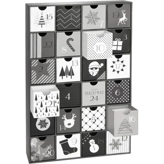 Brubaker Adventskalender zum Befüllen Schwarz Weiße Weihnachten 32,5 cm
