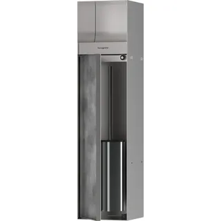 hansgrohe XtraStoris Rock Toilettenbürstenhalter mit Toilettenpapierhalter, Einbau, befliesbare Tür, 145x140x595mm, 56062800 - Silber