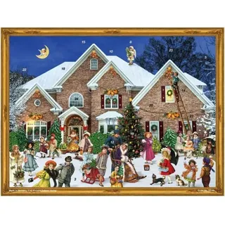 Adventskalender "Viktorianisches Haus" mit Silberglitzer - Braun