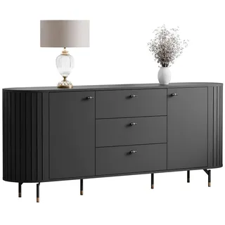 Lookway Kommode Elodie 190 2T3S Schwarz , Holzwerkstoff , 190x81x40 cm , Kleinmöbel, Kommoden, Sideboards