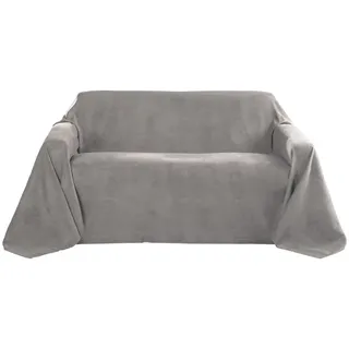 Beautissu Tagesdecke Romantica Wildleder Optik 210/280 cm Grau , Textil , 210x280 cm , Heimtextilien, Bettwäsche & Leintücher, Tagesdecken
