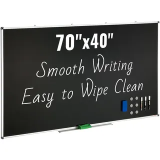 VEVOR Schwarze Tafel, Kreidetafel mit Aluminiumrahmen, 175 x 100 cm Trocken Abwischbare Tafel, inklusive 1 Magnetisch Abwischbaren & 3 Trocken abwischbaren Markern, Schwarze Oberfläche