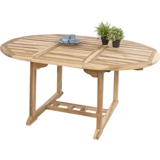 SAM® Gartentisch ausziehbar Teak Holz 120 - 170 cm oval BORNEO - Beige