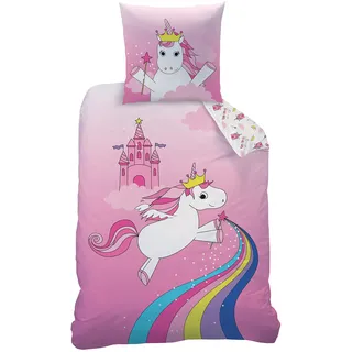 Matt&Rose Unicorn Princess Bettwäsche-Set, Baumwolle, Rosa, 135 x 200 cm