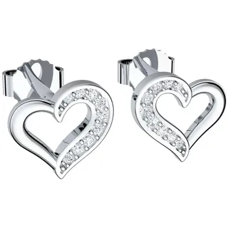 Herz Ohrringe Silber 925 Ohr-Stecker Damen Geschenke für Sie Freundin Liebe Schmuck Herz-Ohrringe Geschenk Frauen Echt Zirkonia nickelfrei Modeschmuck kein Edelstahl FF19-3